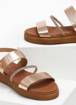 Flatforms δερμάτινα με Strass Estil - Χαλκός -The Fashion Project κατάστημα flatforms dermatina me strass estil 110789 rklk