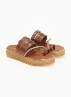 Flatforms δερμάτινα με λοξό στρας λουράκι Tfp - Ταμπά -The Fashion Project κατάστημα flatforms dermatina tfp me lokso strass louraki 105602 o47g