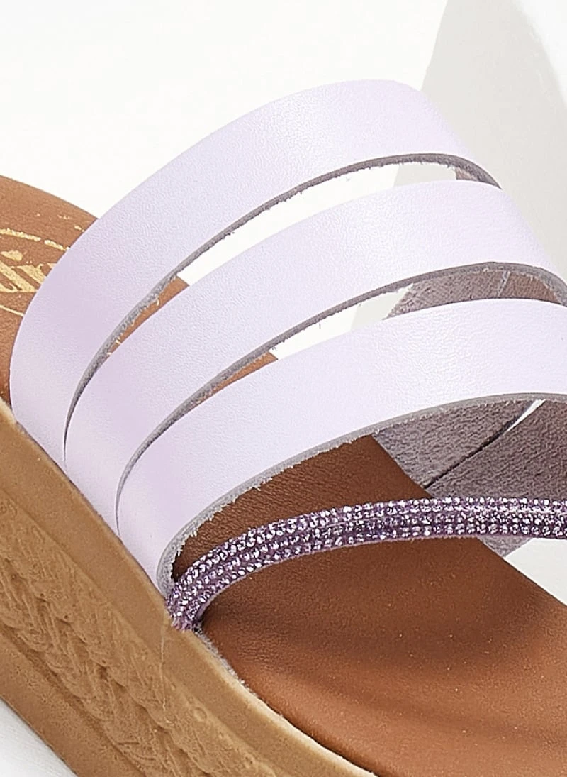 Flatforms δερμάτινα με λοξό στρας λουράκι Tfp - Λιλά 3 Flatforms δερμάτινα με λοξό στρας λουράκι Tfp - Λιλά - Image 3