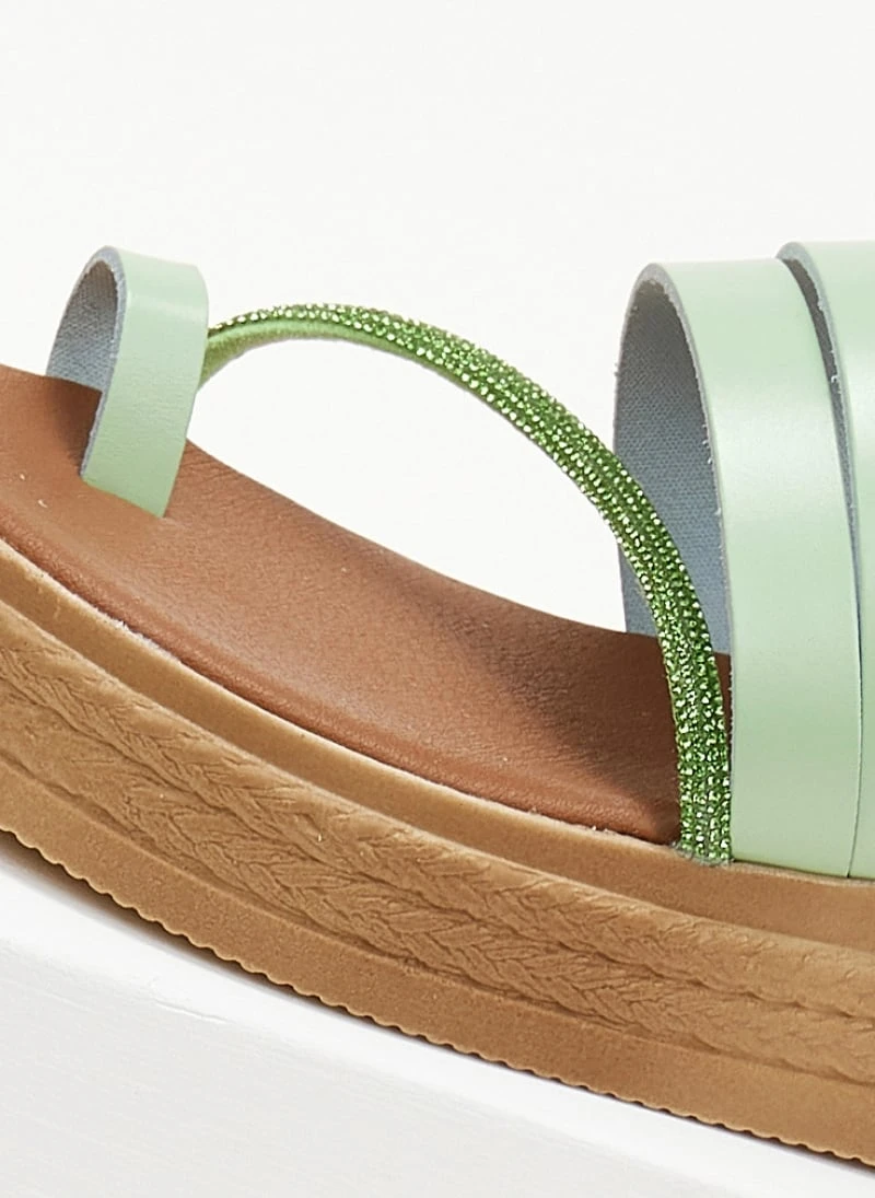 Flatforms δερμάτινα με λοξό στρας λουράκι Tfp - Βεραμάν 3 Flatforms δερμάτινα με λοξό στρας λουράκι Tfp - Βεραμάν - Image 3