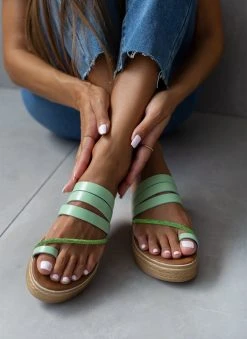 Flatforms δερμάτινα με λοξό στρας λουράκι Tfp - Βεραμάν