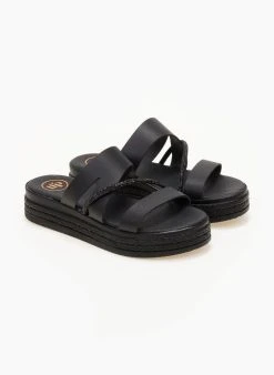 Flatforms δερμάτινα με στρας Tfp - Μαύρο -The Fashion Project κατάστημα flatforms dermatina tfp me strass 105713 4eoj