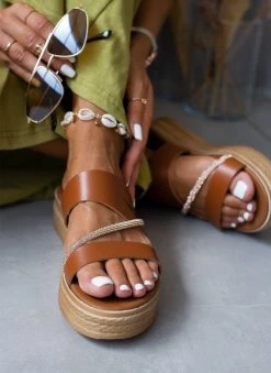 Flatforms δερμάτινα με στρας Tfp - Ταμπά