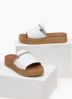 Flatforms δερμάτινα με στρας λουράκι Tfp - Λευκό -The Fashion Project κατάστημα flatforms dermatina tfp me strass louraki 105596 1hwu