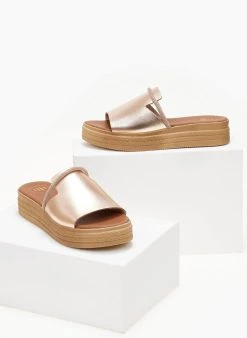 Flatforms δερμάτινα με στρας λουράκι Tfp - Χαλκός -The Fashion Project κατάστημα flatforms dermatina tfp me strass louraki 105599 kfpw