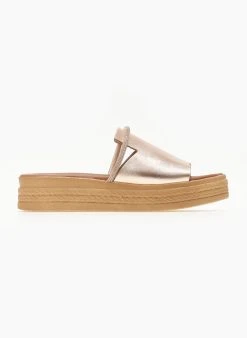 Flatforms δερμάτινα με στρας λουράκι Tfp - Χαλκός