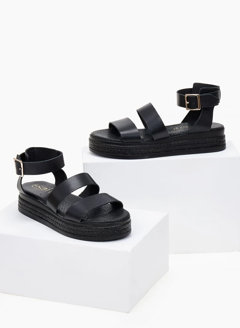 Flatforms δερμάτινα με φάσες Estil - Μαύρο 4 Flatforms δερμάτινα με φάσες Estil - Μαύρο - Image 4