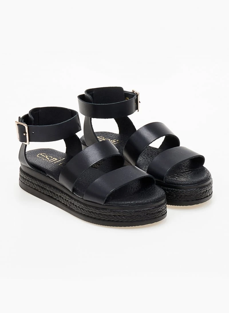 Flatforms δερμάτινα με φάσες Estil - Μαύρο 5 Flatforms δερμάτινα με φάσες Estil - Μαύρο - Image 5