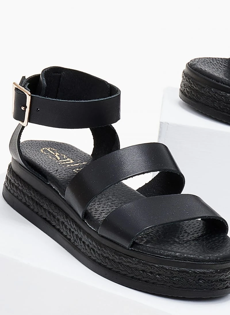 Flatforms δερμάτινα με φάσες Estil - Μαύρο 2 Flatforms δερμάτινα με φάσες Estil - Μαύρο - Image 2