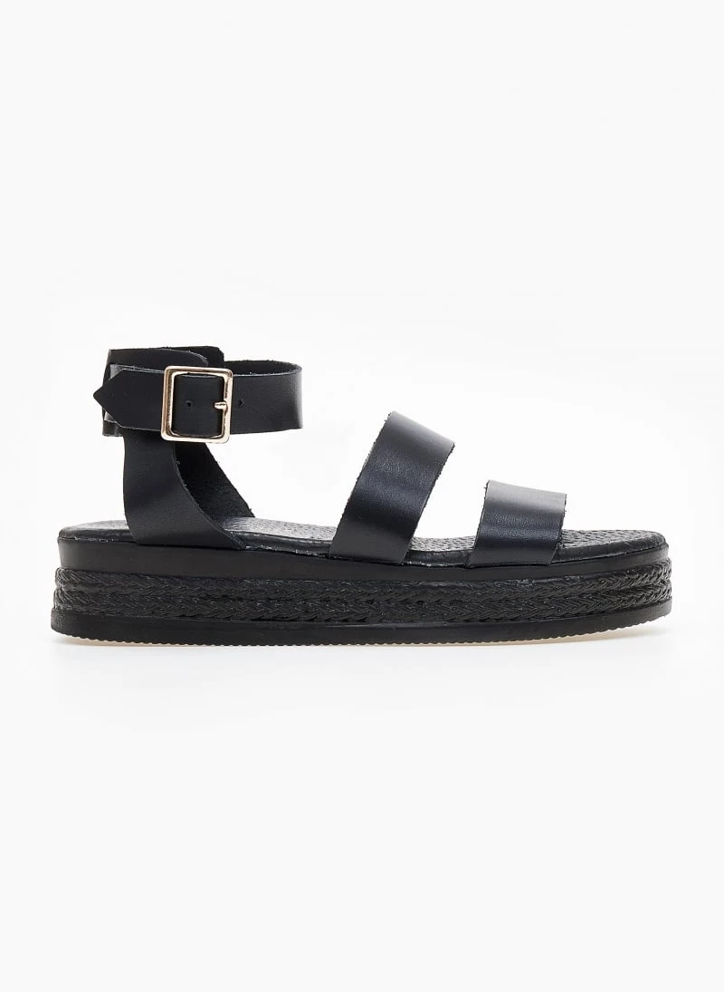 Flatforms δερμάτινα με φάσες Estil - Μαύρο 1 Flatforms δερμάτινα με φάσες Estil - Μαύρο