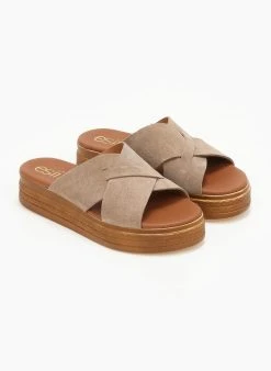 Flatforms καστόρινα Estil - Τάουπε -The Fashion Project κατάστημα flatforms kastorina estil 110490 kozg