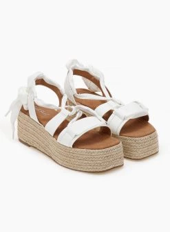 The Fashion Project Flatforms Lace Up με σχοίνινη σόλα - Λευκό -The Fashion Project κατάστημα flatforms lace up me sxoinini sola 101461 c8kf