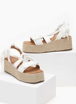 The Fashion Project Flatforms Lace Up με σχοίνινη σόλα - Λευκό -The Fashion Project κατάστημα flatforms lace up me sxoinini sola 101461 nnmw