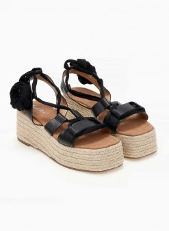 The Fashion Project Flatforms Lace Up με σχοίνινη σόλα - Μαύρο -The Fashion Project κατάστημα flatforms lace up me sxoinini sola 101462 lccg