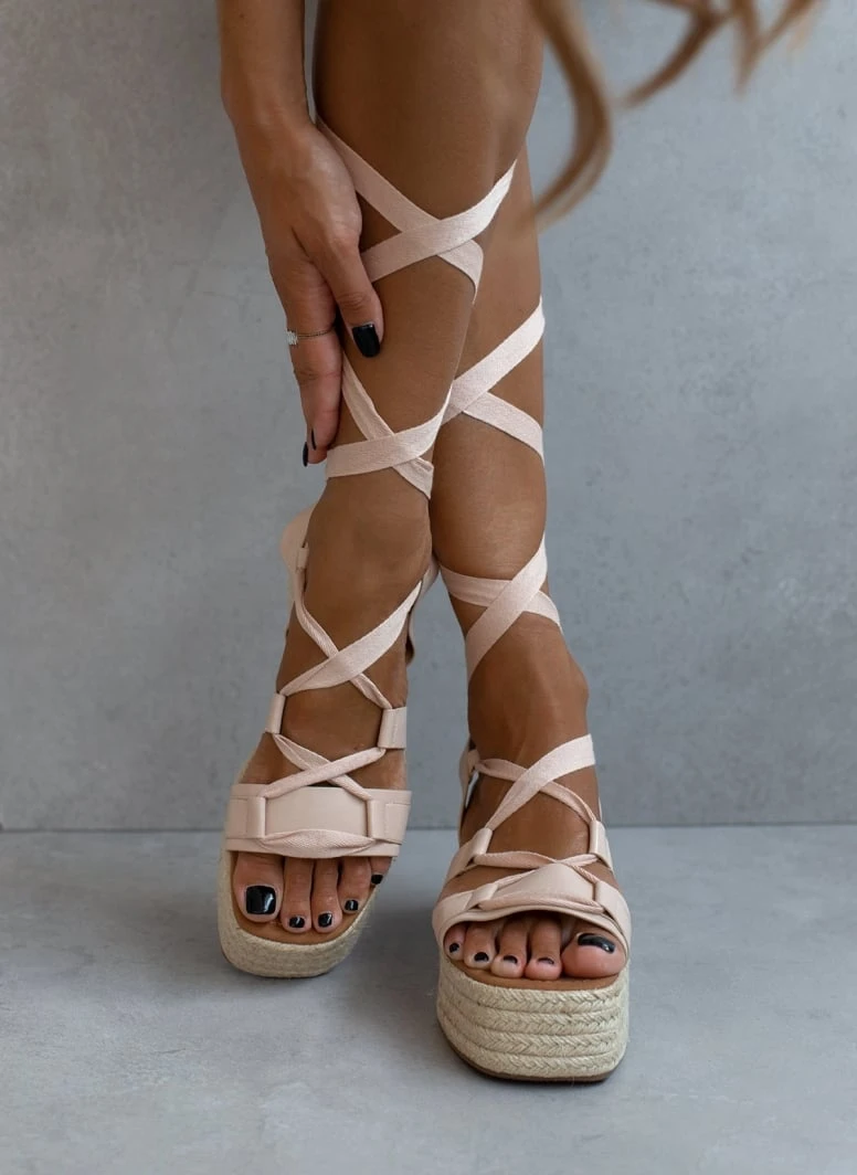 The Fashion Project Flatforms Lace Up με σχοίνινη σόλα - Μπεζ 6 The Fashion Project Flatforms Lace Up με σχοίνινη σόλα - Μπεζ - Image 6