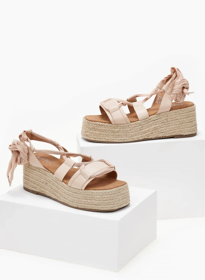 The Fashion Project Flatforms Lace Up με σχοίνινη σόλα - Μπεζ 5 The Fashion Project Flatforms Lace Up με σχοίνινη σόλα - Μπεζ - Image 5