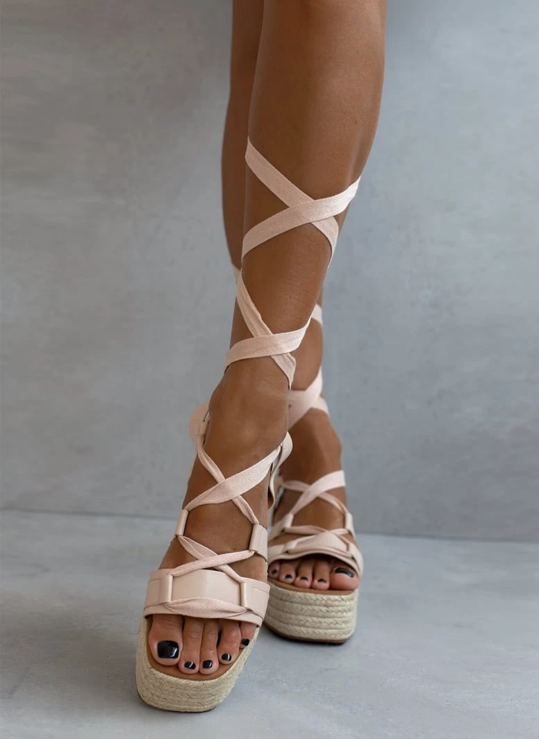 The Fashion Project Flatforms Lace Up με σχοίνινη σόλα - Μπεζ 1 The Fashion Project Flatforms Lace Up με σχοίνινη σόλα - Μπεζ