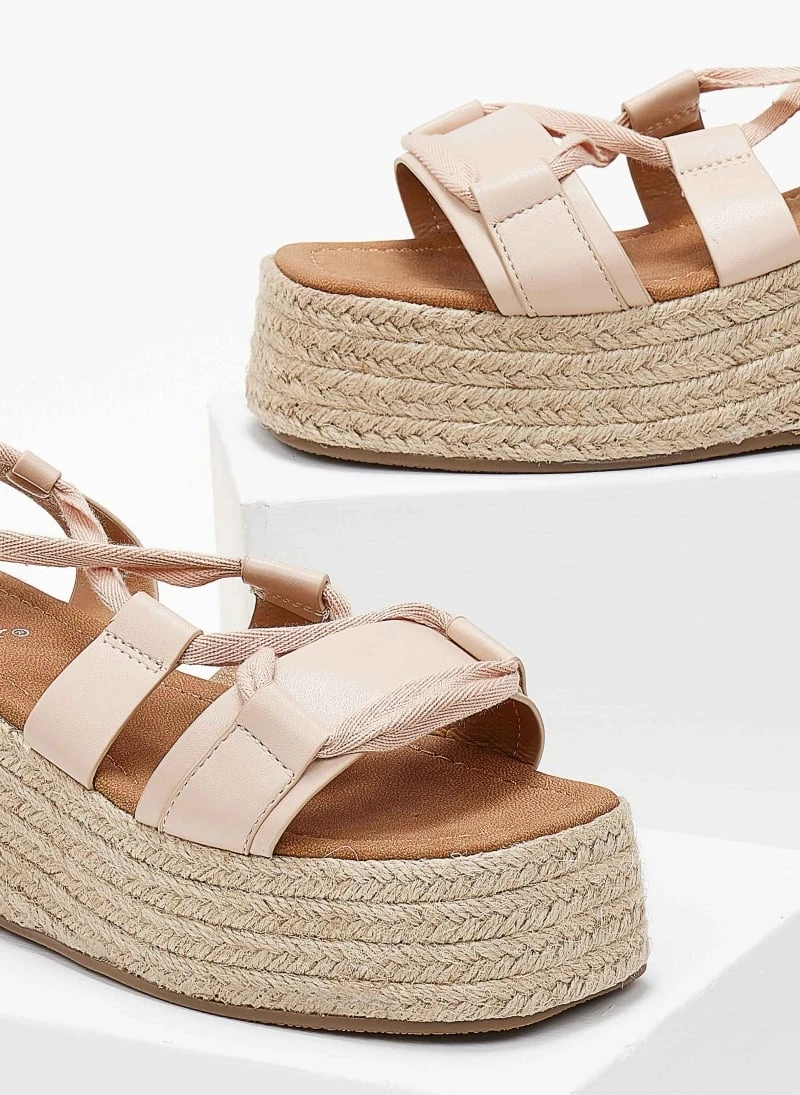 The Fashion Project Flatforms Lace Up με σχοίνινη σόλα - Μπεζ 3 The Fashion Project Flatforms Lace Up με σχοίνινη σόλα - Μπεζ - Image 3