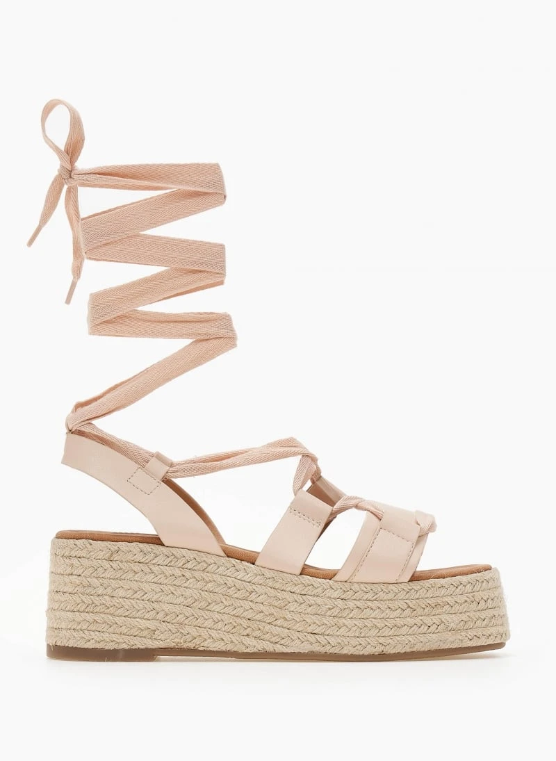 The Fashion Project Flatforms Lace Up με σχοίνινη σόλα - Μπεζ 2 The Fashion Project Flatforms Lace Up με σχοίνινη σόλα - Μπεζ - Image 2