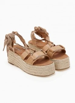 The Fashion Project Flatforms Lace Up με σχοίνινη σόλα - Κάμελ -The Fashion Project κατάστημα flatforms lace up me sxoinini sola 101464 1fab