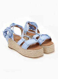 The Fashion Project Flatforms Lace Up με σχοίνινη σόλα - Γαλάζιο -The Fashion Project κατάστημα flatforms lace up me sxoinini sola 101465 hrcx