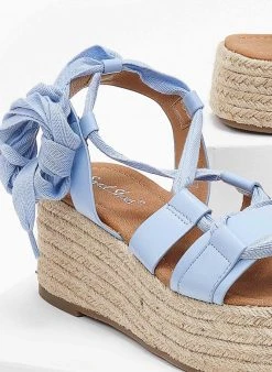 The Fashion Project Flatforms Lace Up με σχοίνινη σόλα - Γαλάζιο -The Fashion Project κατάστημα flatforms lace up me sxoinini sola 101465 oo8s