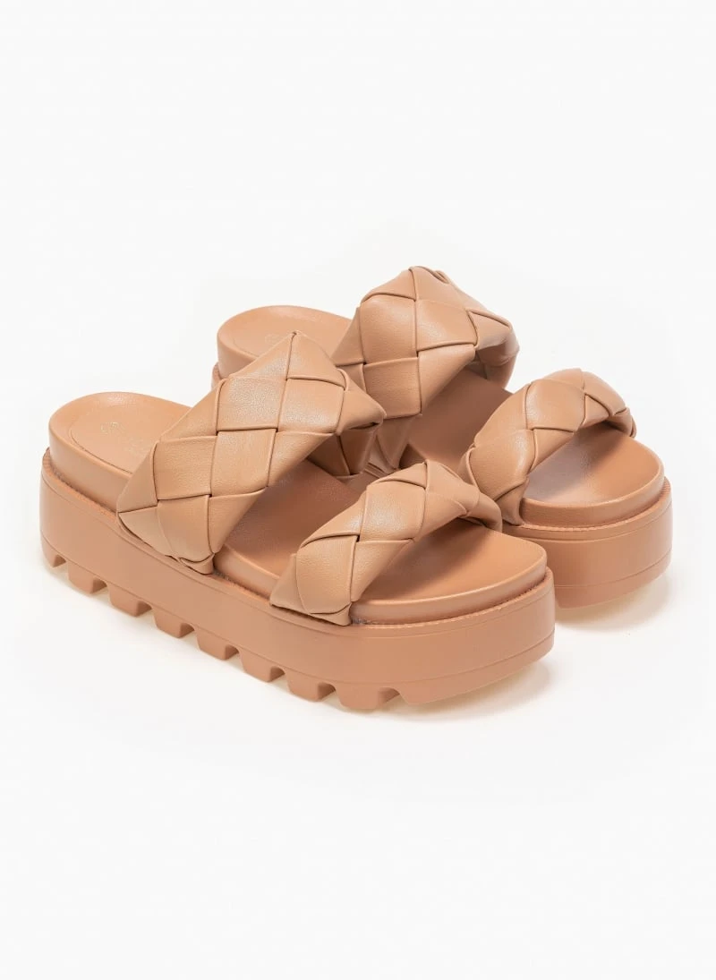 The Fashion Project Flatforms με πλεκτό σχέδιο στις φάσες - Κάμελ 3 The Fashion Project Flatforms με πλεκτό σχέδιο στις φάσες - Κάμελ - Image 3