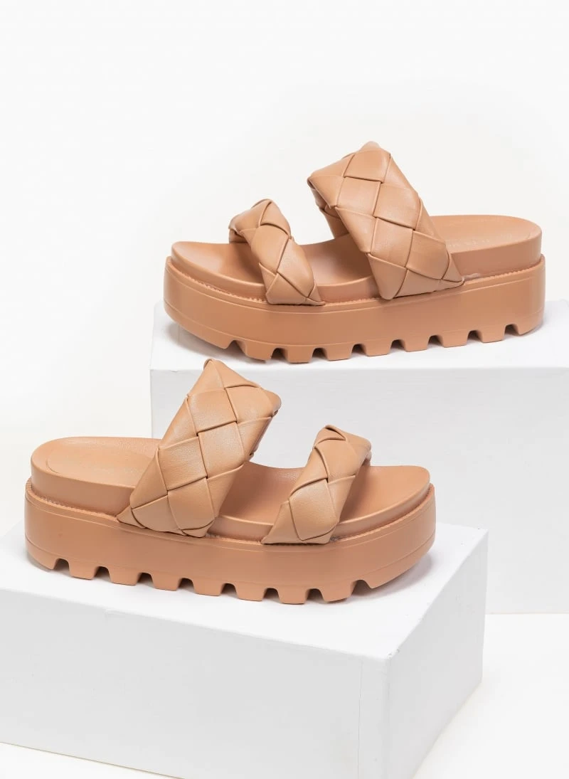 The Fashion Project Flatforms με πλεκτό σχέδιο στις φάσες - Κάμελ 1 The Fashion Project Flatforms με πλεκτό σχέδιο στις φάσες - Κάμελ