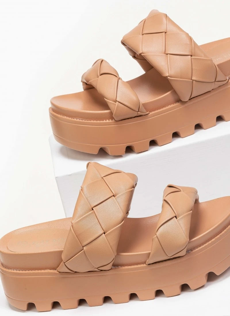 The Fashion Project Flatforms με πλεκτό σχέδιο στις φάσες - Κάμελ 2 The Fashion Project Flatforms με πλεκτό σχέδιο στις φάσες - Κάμελ - Image 2