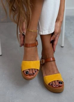 Flatforms με καστόρινη φάσα Tfp - Κίτρινο