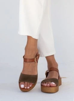 Flatforms με καστόρινη φάσα Tfp - Λαδί