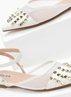 The Fashion Project Μπαλαρίνες ίσιες με διαφάνεια και τρουκς - Λευκό -The Fashion Project κατάστημα goves isies me diafaneia kai trouks 99905 16pm