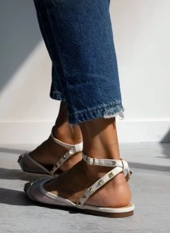 The Fashion Project Μπαλαρίνες ίσιες με διαφάνεια και τρουκς - Λευκό -The Fashion Project κατάστημα goves isies me diafaneia kai trouks 99905 pdv8