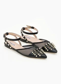 The Fashion Project Μπαλαρίνες ίσιες με διαφάνεια και τρουκς - Μαύρο -The Fashion Project κατάστημα goves isies me diafaneia kai trouks 99906 8bm2