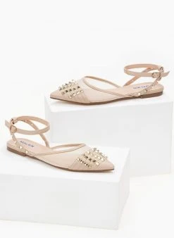 The Fashion Project Μπαλαρίνες ίσιες με διαφάνεια και τρουκς - Μπεζ -The Fashion Project κατάστημα goves isies me diafaneia kai trouks 99907 maw6