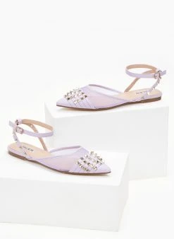 The Fashion Project Μπαλαρίνες ίσιες με διαφάνεια και τρουκς - Λιλά -The Fashion Project κατάστημα goves isies me diafaneia kai trouks 99948 vwrs