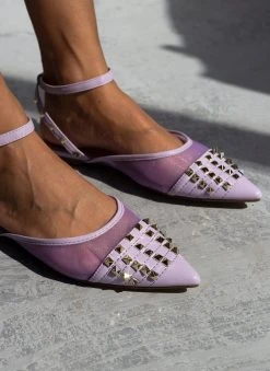 The Fashion Project Μπαλαρίνες ίσιες με διαφάνεια και τρουκς - Λιλά