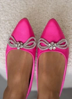 The Fashion Project Μπαλαρίνες μυτερές σατέν χωρίς τακούνι - Φούξια -The Fashion Project κατάστημα goves muteres saten xwris takouni 105924 3su2