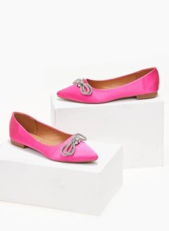 The Fashion Project Μπαλαρίνες μυτερές σατέν χωρίς τακούνι - Φούξια -The Fashion Project κατάστημα goves muteres saten xwris takouni 105924 wzvl