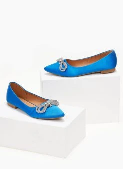 The Fashion Project Μπαλαρίνες μυτερές σατέν χωρίς τακούνι - Μπλε -The Fashion Project κατάστημα goves muteres saten xwris takouni 105926 7ij4