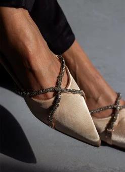 The Fashion Project Μπαλαρίνες σατέν με Strass χωρίς τακούνι - Άμμου -The Fashion Project κατάστημα goves saten me strass xwris takouni 100052 gwd8