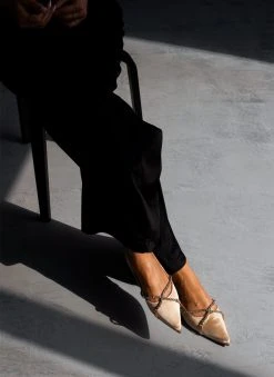 The Fashion Project Μπαλαρίνες σατέν με Strass χωρίς τακούνι - Άμμου -The Fashion Project κατάστημα goves saten me strass xwris takouni 100052 kkbj