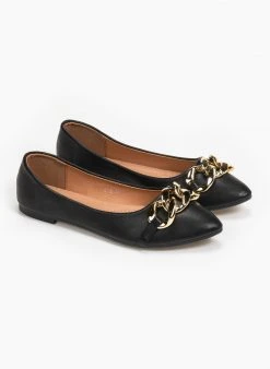 The Fashion Project Μπαλαρίνες φλατ με αλυσίδα - Μαύρο -The Fashion Project κατάστημα isia mutera govakia me alusida 95621 5z7p