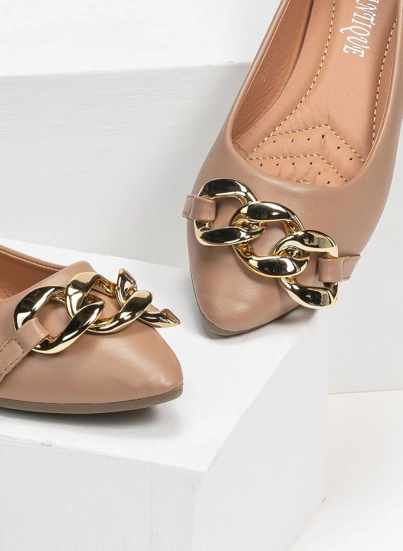 The Fashion Project Μπαλαρίνες φλατ με αλυσίδα - Πούρο 2 The Fashion Project Μπαλαρίνες φλατ με αλυσίδα - Πούρο - Image 2