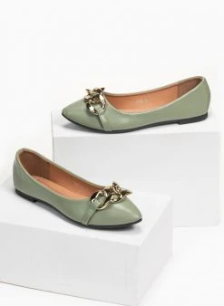The Fashion Project Μπαλαρίνες φλατ με αλυσίδα - Μέντα