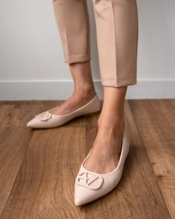 The Fashion Project Μπαλαρίνες μυτερές με ματ διακοσμητικό - Μπεζ