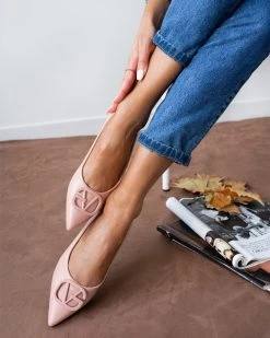 The Fashion Project Μπαλαρίνες μυτερές με ματ διακοσμητικό - Ροζ -The Fashion Project κατάστημα isies muteres goves me mat diakosmitiko 98936 jpey