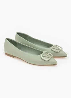 The Fashion Project Μπαλαρίνες μυτερές με ματ διακοσμητικό - Βεραμάν