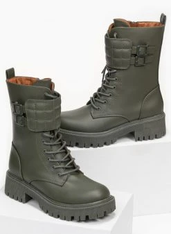 The Fashion Project Αρβυλάκια με καπιτονέ λεπτομέρεια - Χακί