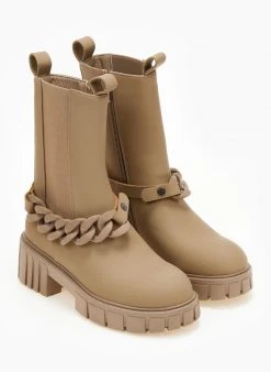 The Fashion Project Μποτάκια Chelsea ματ με αλυσίδα - Πούρο -The Fashion Project κατάστημα mat mpotakia me alusida 105885 afb7